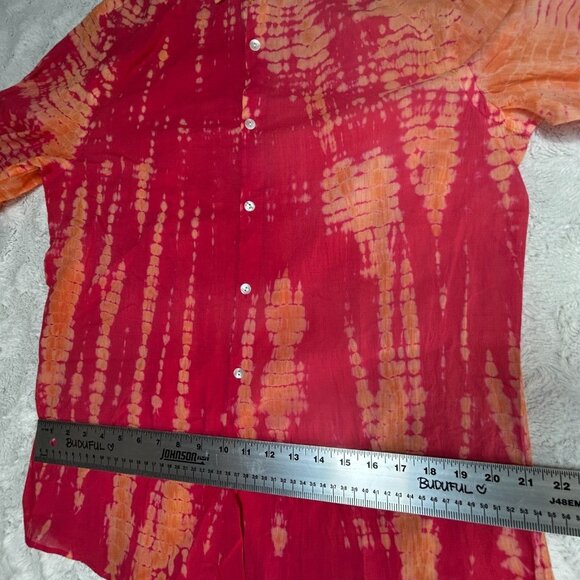 Zen Ethic Women's Button Down Shirt Tie Dye Blouse Medium Orange Long Sleeve - Picture 8 of 9